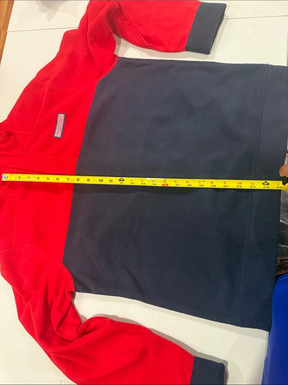 Vineyard Vines Red & Navy Quarter-Zip Fleece Pullover